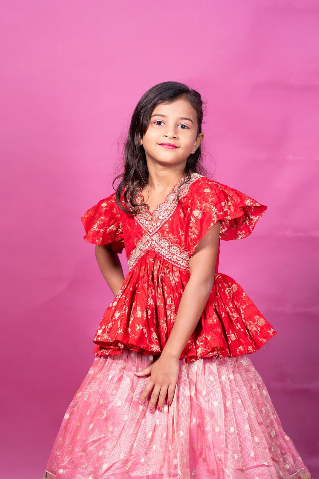 Chaithrika red dress